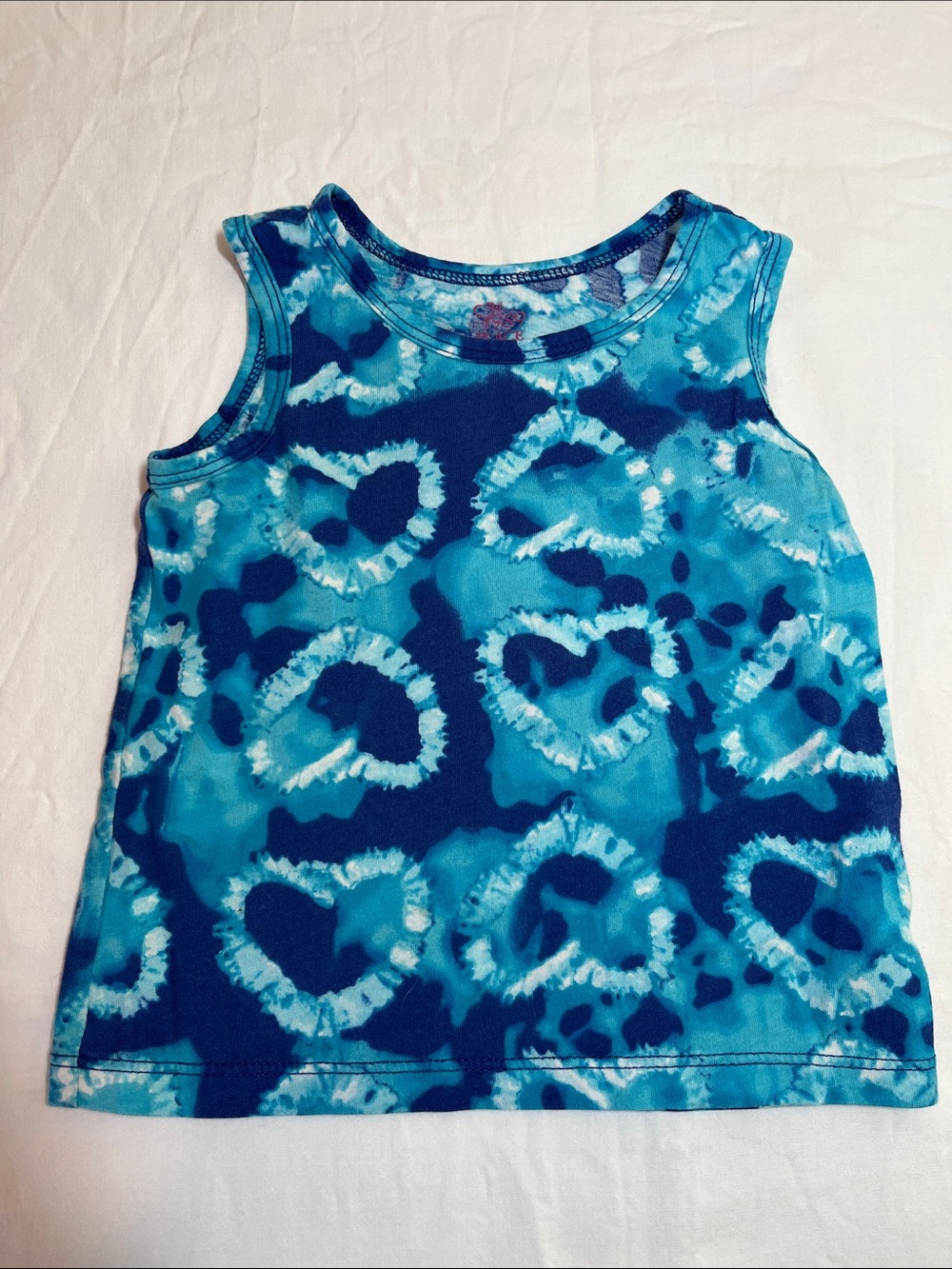 12-18M Kids Blue Tie-Dye Heart Tank Top